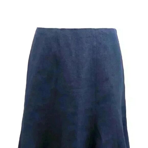 VINTAGE Chaps Navy Blue Linen Trumpet Skirt Knee Length Fully Lined Size 12 - Picture 6 of 6